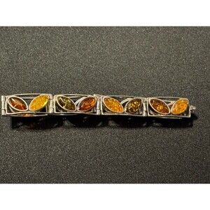 925 Amber Bracelet Size 7.5 Honey Amber, Cognac,